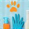 Feature icon of gloves and cleaning spray with paw print